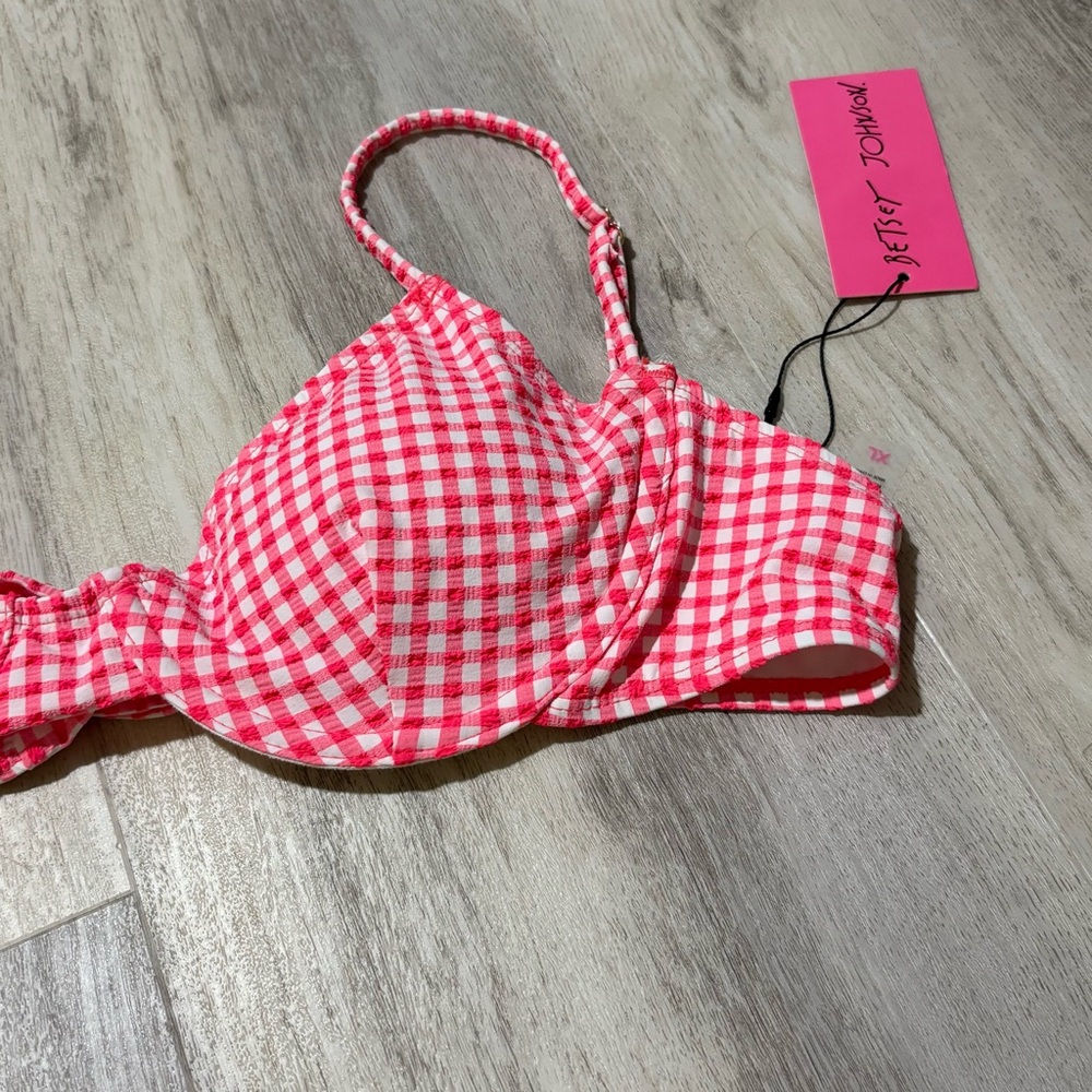 Betsey Johnson Pink Gingham Plaid Bikini XL NWT - Picture 5 of 8